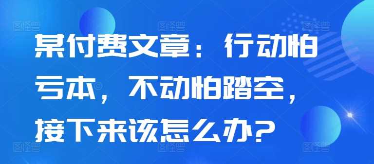 某付费文章：行动怕亏本，不动怕踏空，接下来该怎么办?-网创空间