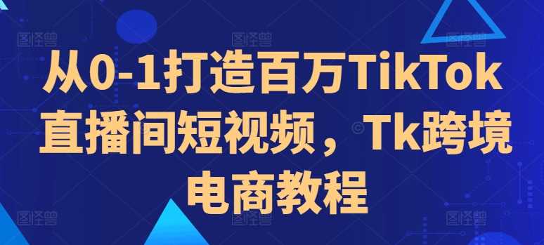 从0-1打造百万TikTok直播间短视频，Tk跨境电商教程-网创空间