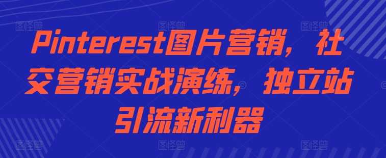 Pinterest图片营销，社交营销实战演练，独立站引流新利器-网创空间