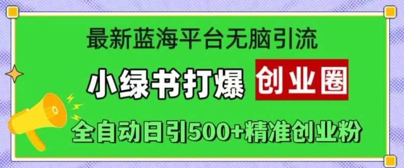 最新蓝海平台无脑引流，小绿书打爆创业圈，全自动日引500+精准创业粉-网创空间