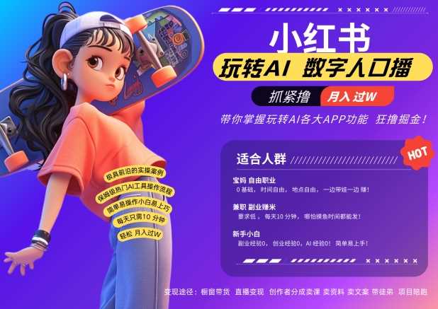 小红书数字人暴力起号，AI改写文案，再也不用费劲录口播，流量火爆月入破W轻松拿捏-网创空间