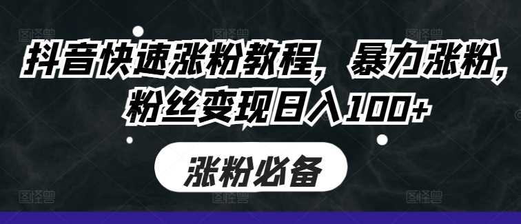 抖音快速涨粉教程，暴力涨粉，粉丝变现日入100+-网创空间