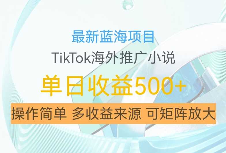 最新蓝海项目，利用tiktok海外推广小说赚钱佣金，简单易学，日入500+，可矩阵放大【揭秘】-网创空间
