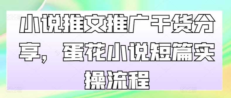 小说推文推广干货分享，蛋花小说短篇实操流程-网创空间