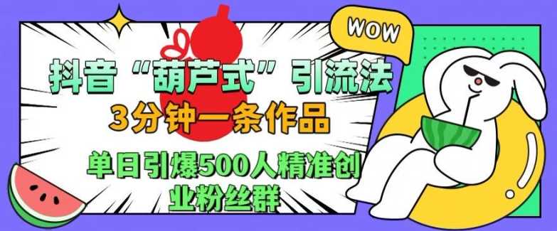 抖音葫芦式引流法，三分钟一条作品，单日引爆抖音500人精准创业粉丝群【揭秘】-网创空间