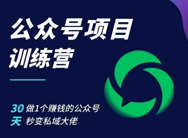 公众号项目训练营，30天做1个赚钱的公众号，秒变私域大佬-网创空间