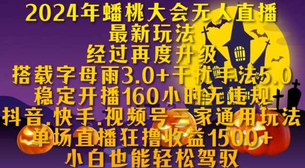 2024年蟠桃大会无人直播最新玩法，稳定开播160小时无违规，抖音、快手、视频号三家通用玩法【揭秘】-网创空间