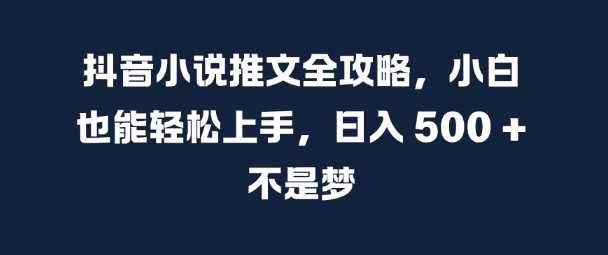 抖音小说推文全攻略，小白也能轻松上手，日入 5张+ 不是梦【揭秘】-网创空间