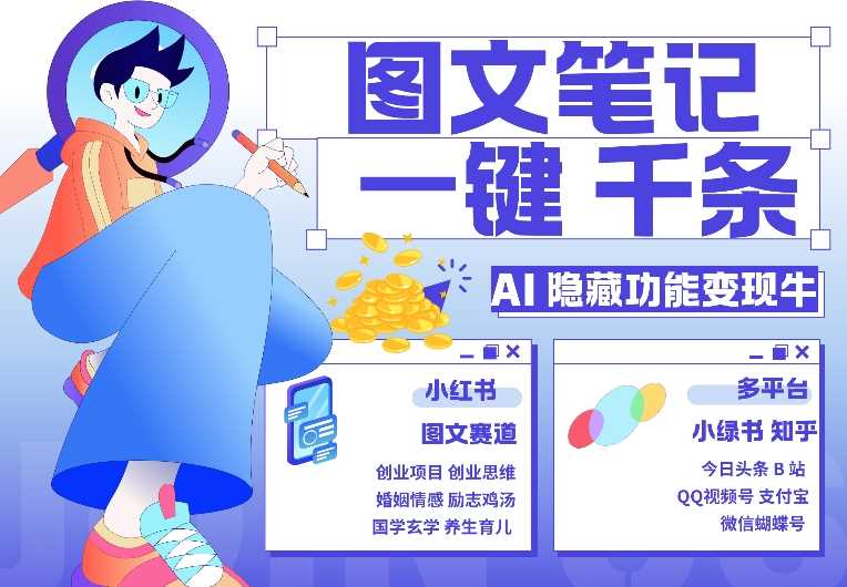 AI隐藏功能，秒生笔记，1分钟产出几千条，教你玩赚小红书小绿书图文引流，变现3w-网创空间