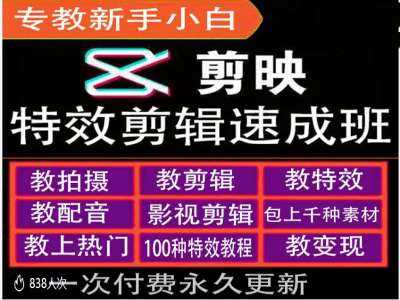 剪映特效教程和运营变现教程，特效剪辑速成班，专教新手小白-网创空间