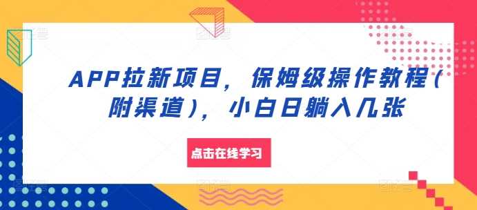 APP拉新项目，保姆级操作教程(附渠道)，小白日躺入几张【揭秘】-网创空间