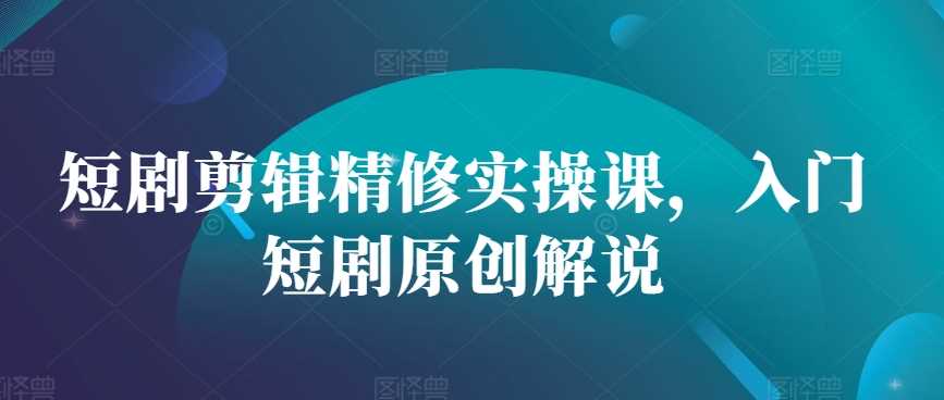短剧剪辑精修实操课，入门短剧原创解说-网创空间