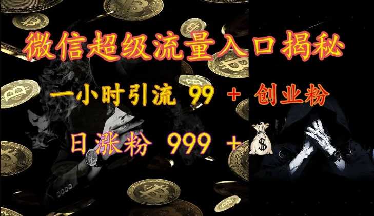 微信超级流量入口揭秘：一小时引流 99 + 创业粉，日涨粉 999 +-网创空间