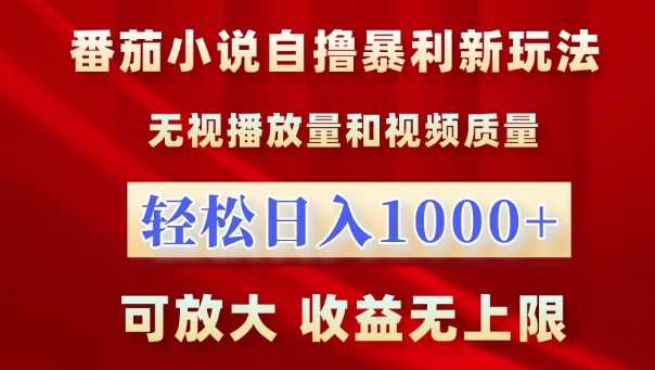 番茄小说自撸暴利新玩法，无视播放量，轻松日入1k，可放大，收益无上限【揭秘】-网创空间