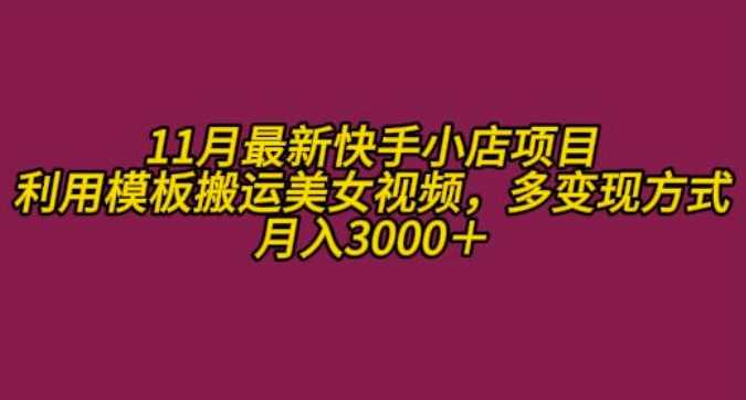 11月K总部落快手小店情趣男粉项目，利用模板搬运美女视频，多变现方式月入3000+-网创空间