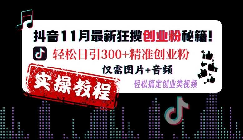 抖音11月最新狂揽创业粉秘籍，轻松日引300+精准创业粉，仅需图片+音频，轻松搞定创业类视频-网创空间