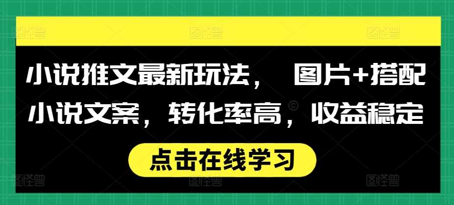小说推文最新玩法， 图片+搭配小说文案，转化率高，收益稳定-网创空间
