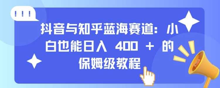 抖音与知乎蓝海赛道：小白也能日入 4张 的保姆级教程-网创空间