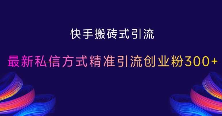 快手搬砖式引流，最新私信方式精准引流创业粉300+-网创空间