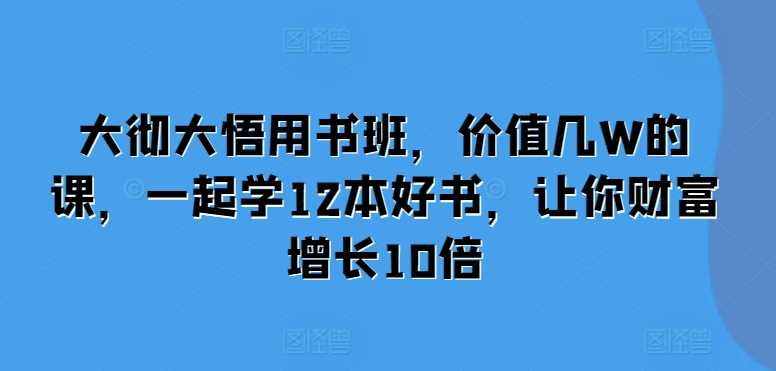 大彻大悟用书班，价值几W的课，一起学12本好书，让你财富增长10倍-网创空间