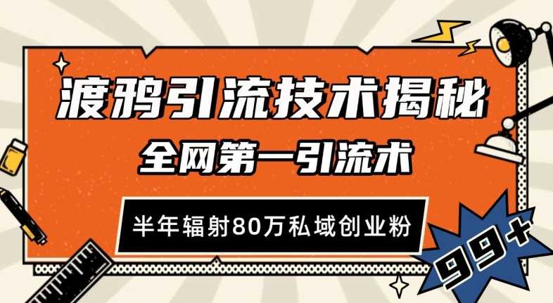 渡鸦引流技术，全网第一引流术，半年辐射80万私域创业粉 【揭秘】-网创空间