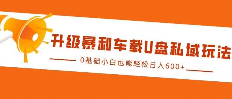 升级暴利车载U盘私域玩法，0基础小白也能轻松日入多张【揭秘】-网创空间