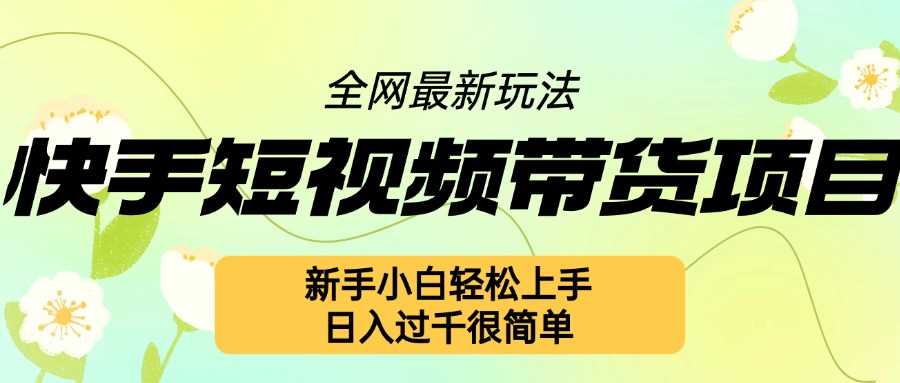 快手短视频带货项目最新玩法，新手小白轻松上手，日入几张很简单【揭秘】-网创空间