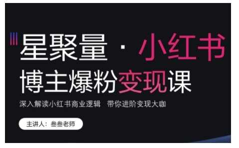 小红书博主爆粉变现课，深入解读小红书商业逻辑，带你进阶变现大咖-网创空间