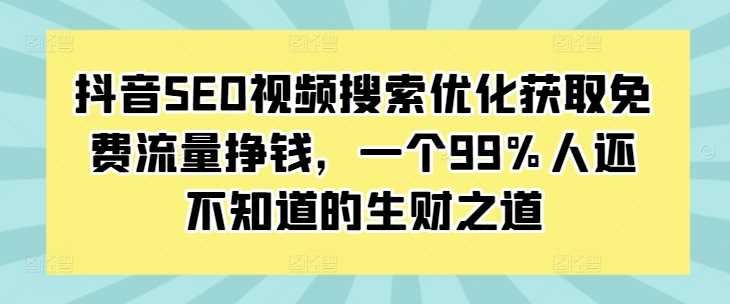 抖音SEO视频搜索优化获取免费流量挣钱，一个99%人还不知道的生财之道-网创空间