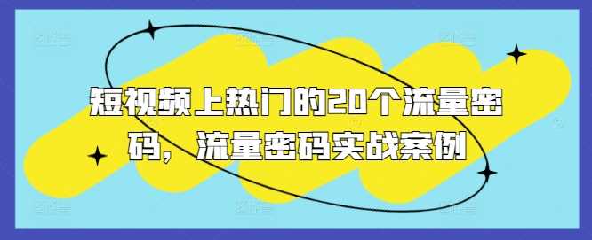 短视频上热门的20个流量密码，流量密码实战案例-网创空间