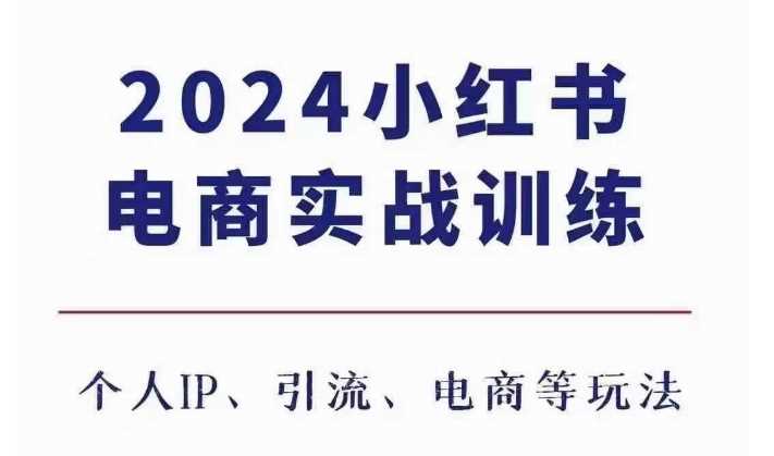 2024小红书电商3.0实战训练，包含个人IP、引流、电商等玩法-网创空间