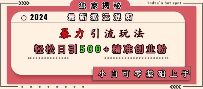 最新搬运混剪暴力引流玩法，轻松日引500+精准创业粉，小白可零基础上手-网创空间
