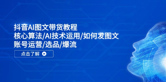 抖音AI图文带货教程：核心算法/AI技术运用/如何发图文/账号运营/选品/爆流-网创空间
