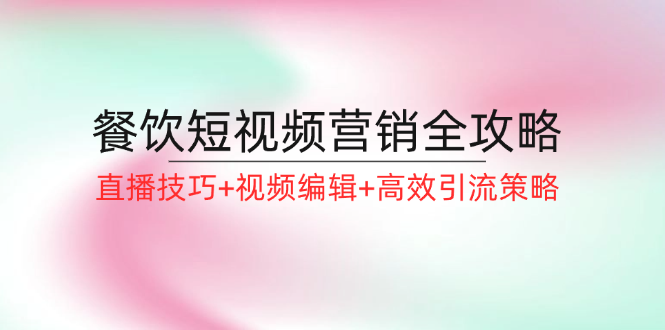 餐饮短视频营销全攻略：直播技巧+视频编辑+高效引流策略-网创空间