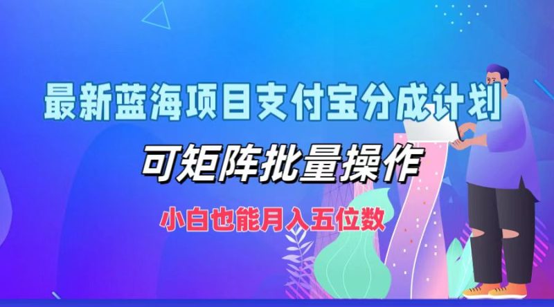 最新蓝海项目支付宝分成计划，可矩阵批量操作，小白也能月入五位数-网创空间