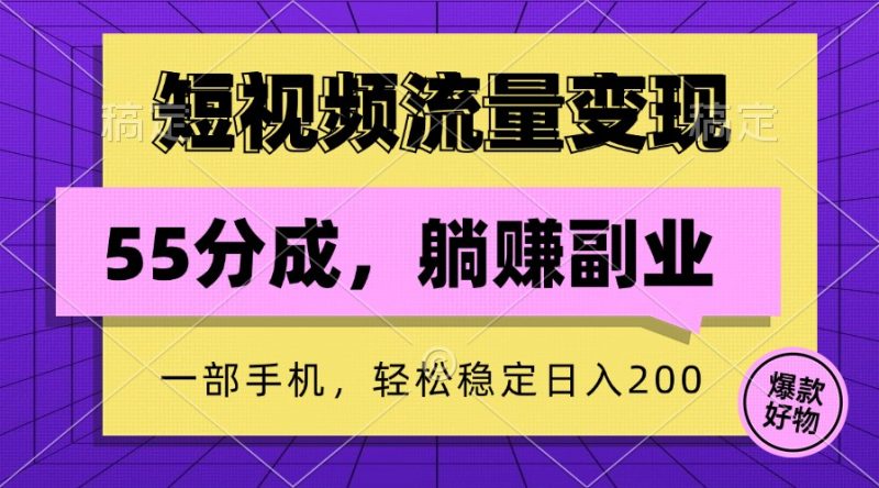 短视频流量变现，一部手机躺赚项目,轻松稳定日入200-网创空间