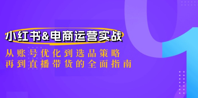 小红书&电商运营实战：从账号优化到选品策略，再到直播带货的全面指南-网创空间