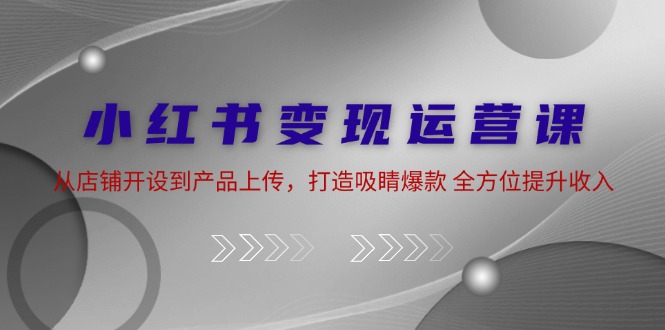 小红书变现运营课：从店铺开设到产品上传，打造吸睛爆款 全方位提升收入-网创空间