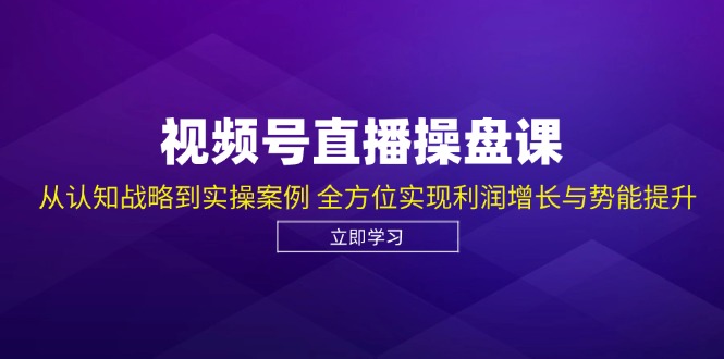 视频号直播操盘课，从认知战略到实操案例 全方位实现利润增长与势能提升-网创空间