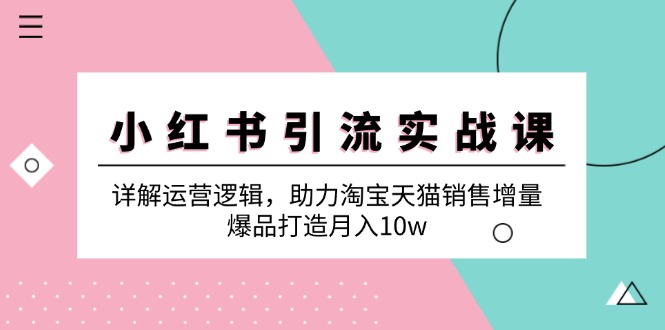 小红书引流实战课：详解运营逻辑，助力淘宝天猫销售增量，爆品打造月入10w-网创空间
