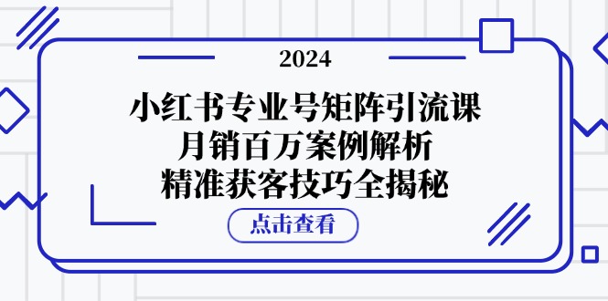 小红书专业号矩阵引流课，月销百万案例解析，精准获客技巧全揭秘-网创空间
