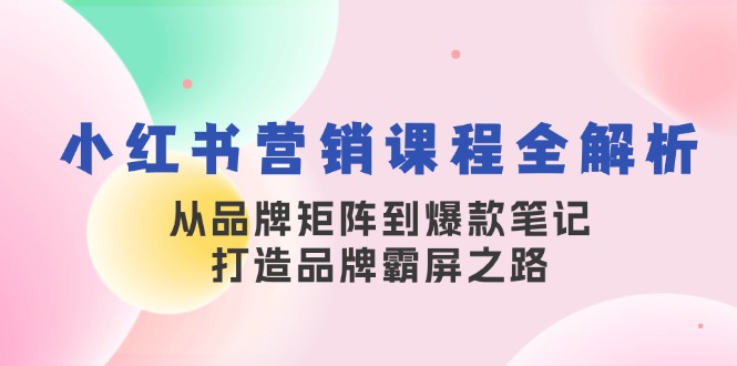 小红书营销课程全解析，从品牌矩阵到爆款笔记，打造品牌霸屏之路-网创空间