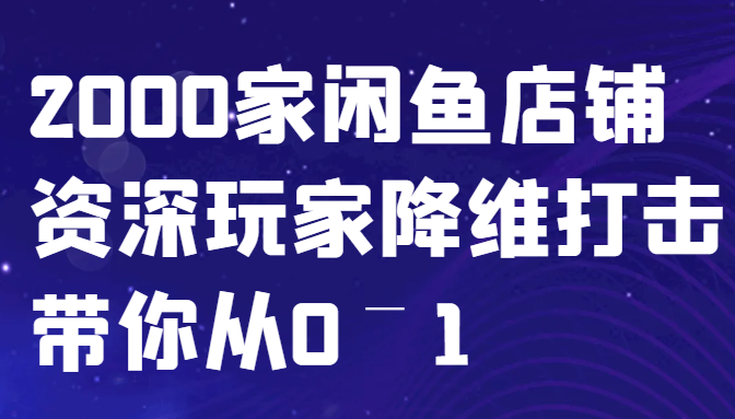 闲鱼已经饱和？纯扯淡！2000家闲鱼店铺资深玩家降维打击带你从0–1-网创空间