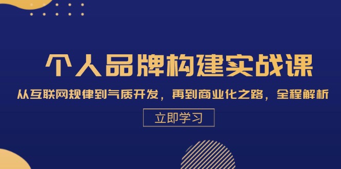 个人品牌构建实战课：从互联网规律到气质开发，再到商业化之路，全程解析-网创空间