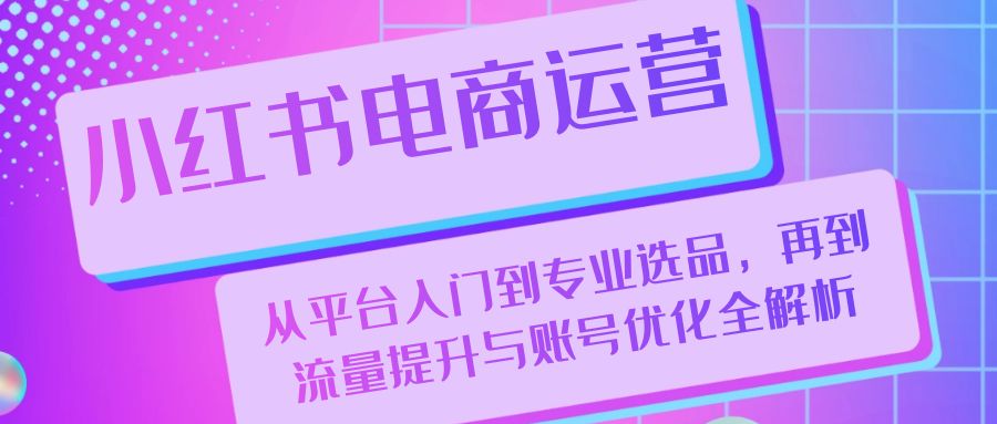 小红书电商运营：从平台入门到专业选品，再到流量提升与账号优化全解析-网创空间