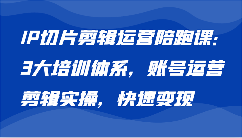 IP切片剪辑运营陪跑课，3大培训体系：账号运营 剪辑实操 快速变现-网创空间