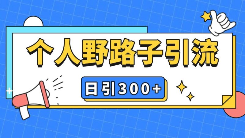 个人野路子引流日引300+精准客户，暴力截流玩法+克隆自热-网创空间