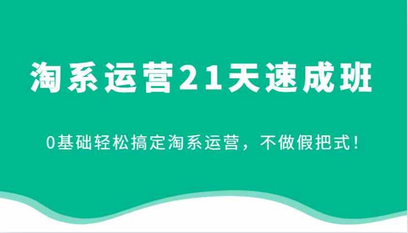 淘系运营21天速成班，0基础轻松搞定淘系运营，不做假把式！-网创空间