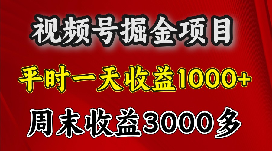 一天收益1000+ 视频号掘金，周末收益会更高些-网创空间