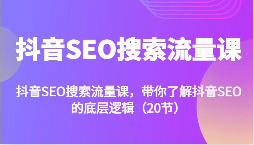 抖音SEO搜索流量课，带你了解抖音SEO的底层逻辑（20节）-网创空间